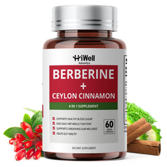 HiWell Berberine with Ceylon Cinnamon capsules in bottle support daily metabolic balance
