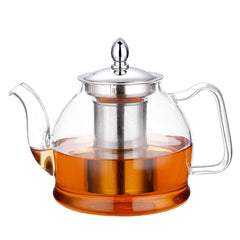 HIWARE 1000ml glass teapot with removable infuser for blooming tea and loose leaves.