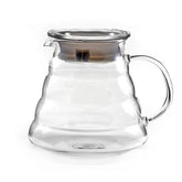 HIWARE 600ml coffee server in clear glass showing heat-preserving body for steady extraction