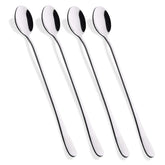Hiware 9-inch long-handle iced tea spoon reaching the bottom for thorough stirring.