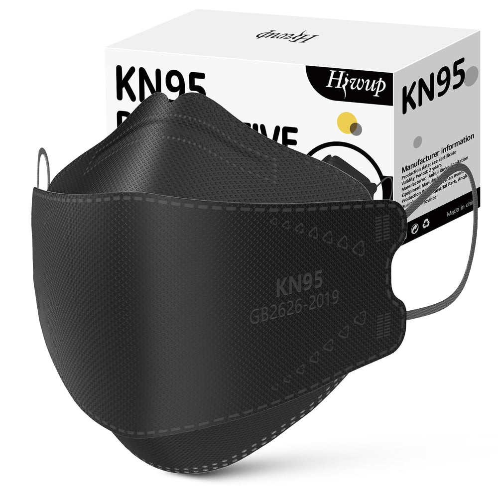 HIWUP KN95 mask front view in black offers daily protection.