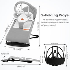 HKAI baby bouncer with 3-point harness ensures secure seating.