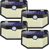 HMCITY Solar Light front view highlights 120-LED brightness for pathways.