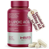 HMS Nutrition Stabilized R-Lipoic Acid bottle showing 300 mg per serving for nerve support