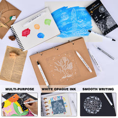 HNIHUY white gel pen 0.6mm tip for fine outlines on cards.