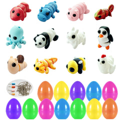 HNZZJY 12-pack eggs with unique 3D printed animals for Easter surprises