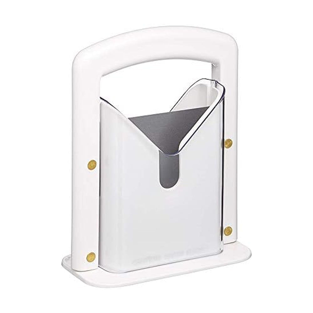Hoan original bagel guillotine slicer with white base enables precise bagel cuts.