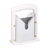 Hoan original bagel guillotine slicer with white base enables precise bagel cuts.