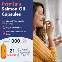 Hofseth BioCare Norwegian salmon oil label emphasizing EPA and DHA for heart and brain support.
