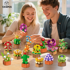 HOGOKIDS 3-6mm mini bricks close-up — lifelike botanical textures.
