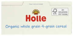 Holle Wholegrain Four Grain cereal being prepared in a feeding bowl.