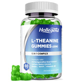 HOLLEGEND L-Theanine Gummies lemon bottle close-up highlighting refreshing flavor and daily use