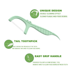 Holy Rose dual-thread mint floss picks for thorough reach.