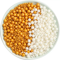 Homankit edible white sugar pearls for wedding decor add romantic detail.