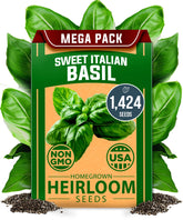 HOME GROWN basil seeds bulk pack label, ready for planting and reliable growth
