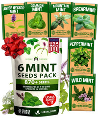 HOME GROWN Mint Seeds Variety Pack image showing six varieties for versatile gardening
