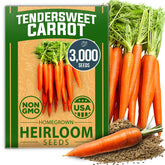 HOME GROWN Tendersweet Carrots Seeds pack front showing heirloom, high-germination seeds for a thriving garden