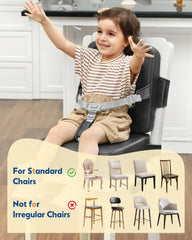 HOMEAL booster seat uses breathable Leathaire fabric to stay cool during meals