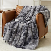 Homemate heated blanket cream faux fur top view for cozy lounging