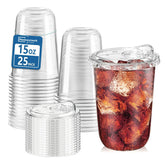Homestockplus 25-pack cups with strawless lids for easy party prep and spill resistance