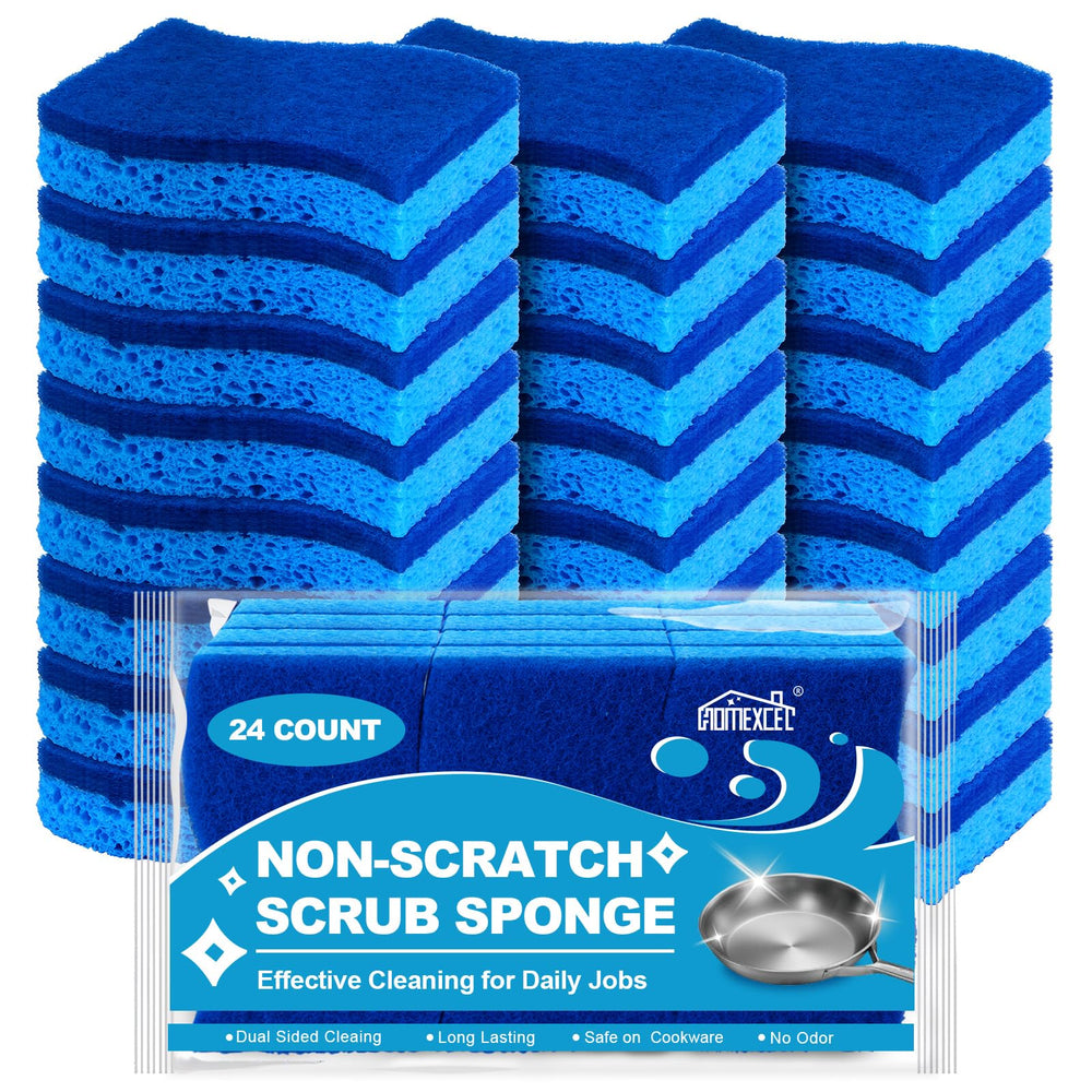 HOMEXCEL kitchen sponge with dual sides for non-scratch cleaning on delicate surfaces