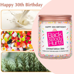 Close-up of Homsolver candle label detail for milestone celebrations.