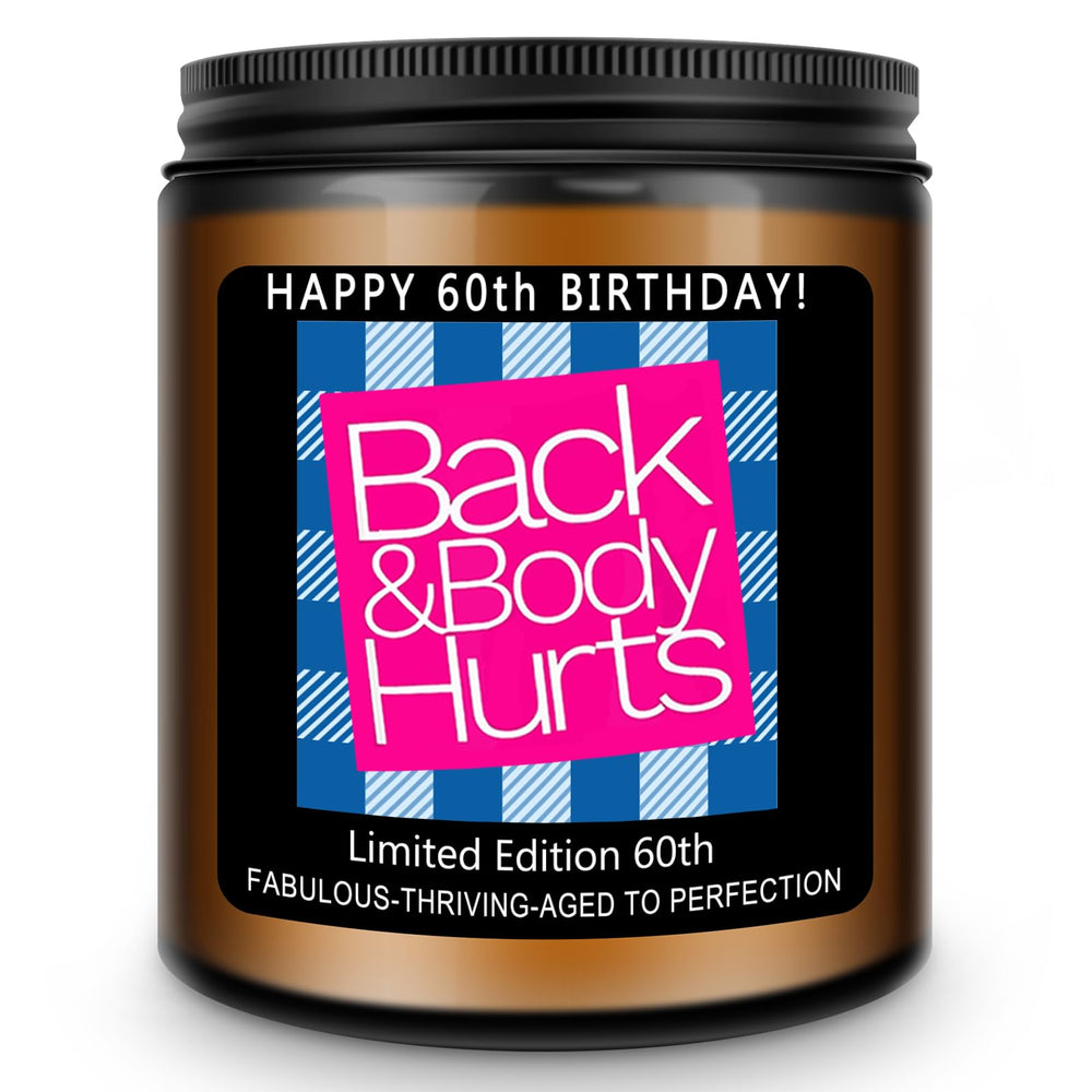 Homsolver 60th birthday lavender candle with label, ideal for gifting and celebration.