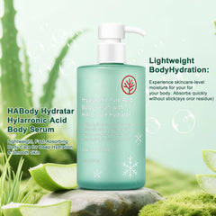 HONAVE HA Body Serum texture swirl highlighting fast absorption and a cool finish.