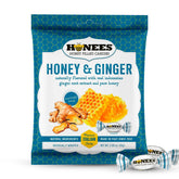 Honees honey ginger candy pack on display for on-the-go refreshment