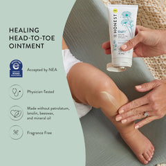 Family applying The Honest Company Healing Ointment for dry skin relief