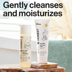 The Honest face and body lotion application highlights moisturized, smooth skin for little ones