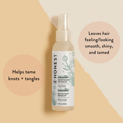 The Honest Company fragrance-free detangler spray mist enables quick, tangle-free hair styling.