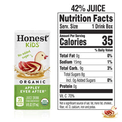 Honest Kids Appley Ever After packaging box for easy lunchbox.
