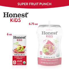 Honest Kids Super Fruit Punch nutrition label noting Vitamin C content.