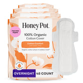 The Honey Pot 48ct overnight non-herbal pads with wings for secure nighttime protection.
