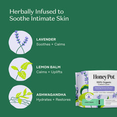 The Honey Pot calming liners with ultra-absorbent core deliver reliable dryness.
