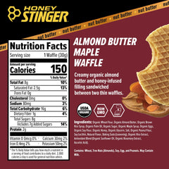 Open Honey Stinger waffle reveals creamy almond butter center for quick energy.
