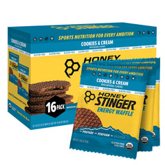 Honey Stinger organic gluten-free cookies and cream waffle pack for on-the-go energy.