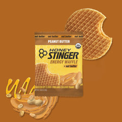 Honey Stinger Organic Peanut Butter Waffle cross section showing honey filling and peanut butter