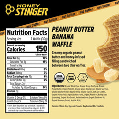Honey Stinger Peanut Butter Banana Waffle unwrapped for quick fueling