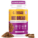 HONEYBEEZONE Bee Bread Capsules bottle front for easy daily energy support.