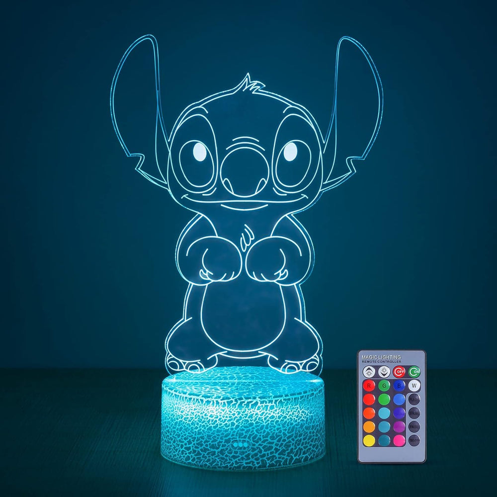 Hoofun Stitch Night Light showing vivid 3D illusion lighting