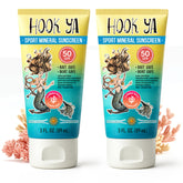 Hook'Ya Hawaii reef compliant sunscreen bottle; convenient 3oz travel size for on-the-go protection.