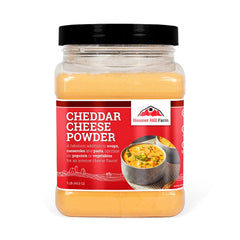 Hoosier Hill Farm cheddar cheese powder canister front view for snack topping