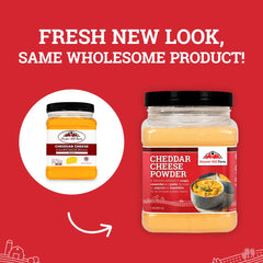 Mac and cheese ready dusting adds creamy cheddar notes to pasta