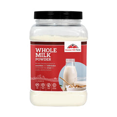 Hoosier Hill Farm Whole Milk Powder packaging for easy pantry storage.