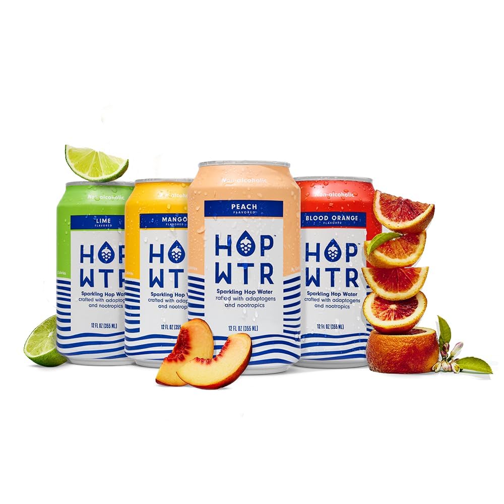HOP WTR variety pack 12-can display zero calories and zero carbs