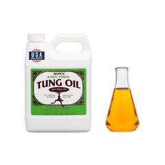 HOPE'S Tung Oil 32oz bottle close-up for easy wipe-on finish