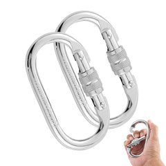 Hopeseily oval screw-gate carabiner with secure locking for versatile outdoor use.