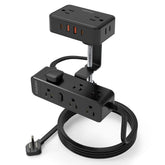 HOPOW dual-layer desk clamp base securely attaches to a desk for tidy power access.